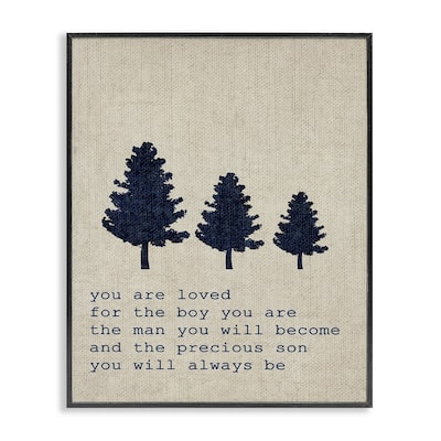 Stupell 'You are Loved Son Trees' Framed Giclee Texturized Art