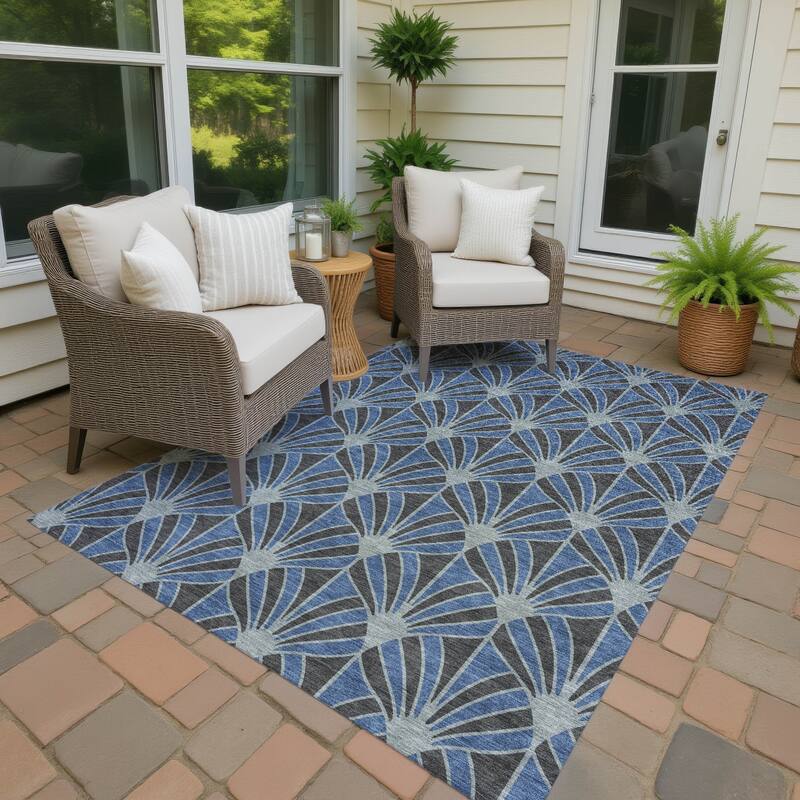Machine Washable Indoor/ Outdoor Casual Kim Chantille Rug - Navy - 3' x 5'