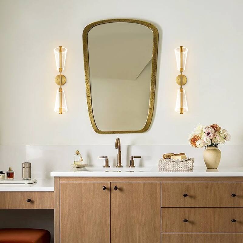 Modern Dimmable LED 2-Light Clear Acrylic Cone Vanity Wall Lamp