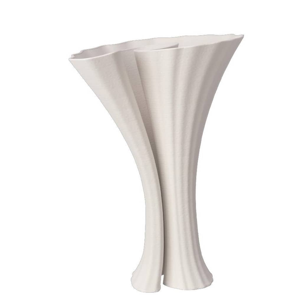 White 3D Printed Ceramic Vase Dia 9.4"