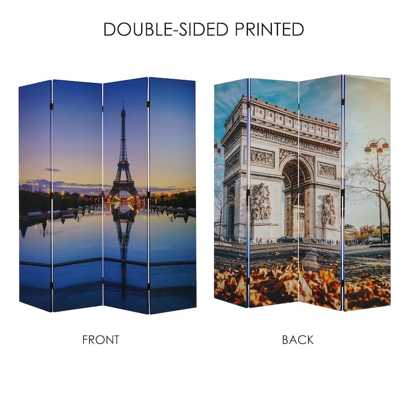 American Art Decor Double-Sided Canvas Room Divider, 4 Panels, 70" H x 63" L