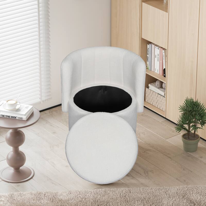 Boucle Fabric Swivel Accent Chair wStorage Space,for Living Room,Gray