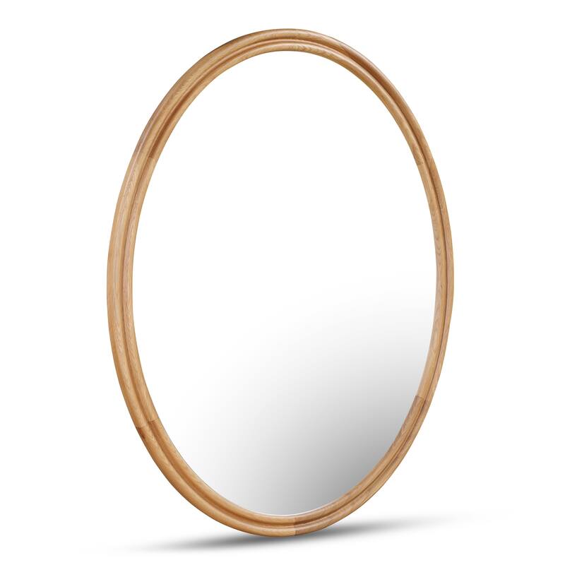 NADAAL STUDIOS Olyen Mirror, Oval Solid Walnut Frame with Double Edge Detail, Natural Walnut