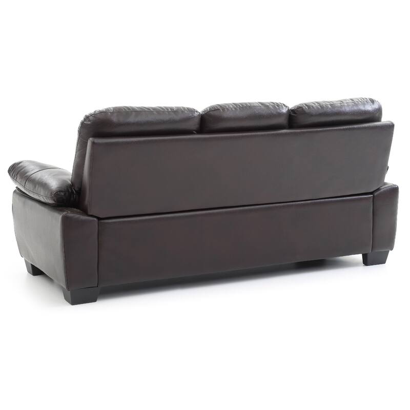 Flared Arm Faux Leather Straight Sofa - 78" - Dark Brown