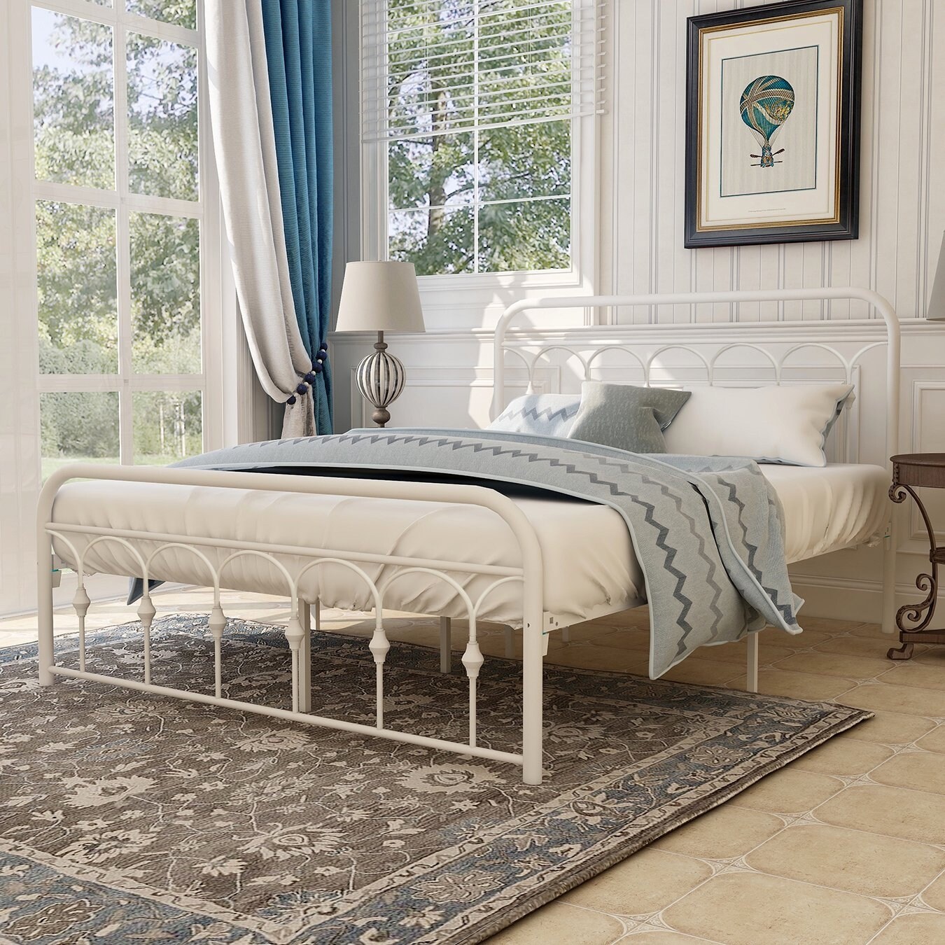 送料無料 通販 Alazyhome Platform Metal Bed Frame with Arch Design ネームタグ