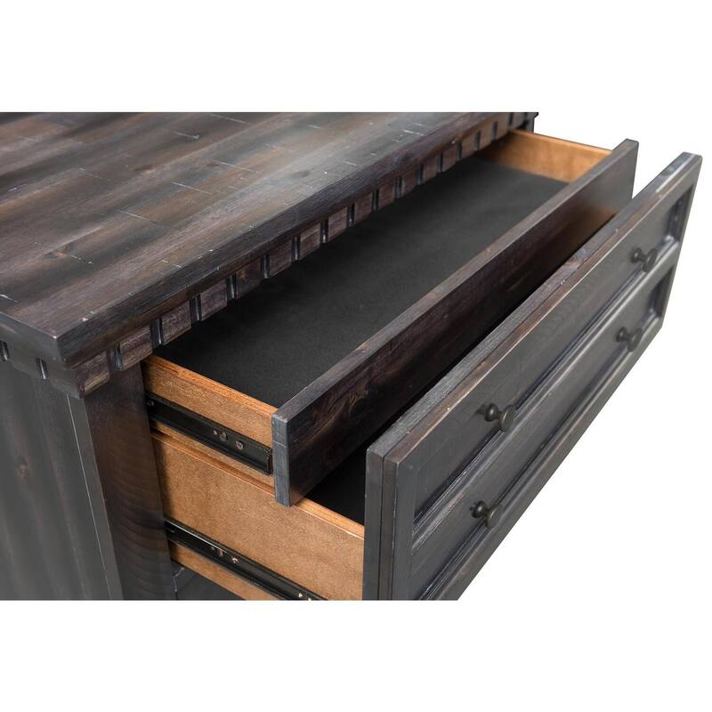 Smokey Gray Oak Nightstand with LED Underlight and Oil Rubbed Bronze Hardware