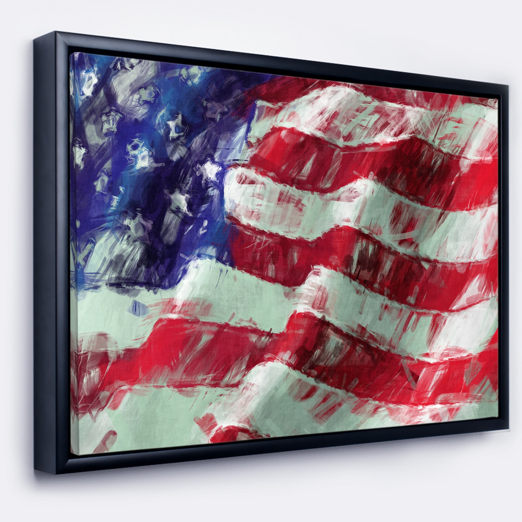 Shop Designart Usa Flag Abstract Art Map Flag Framed Canvas