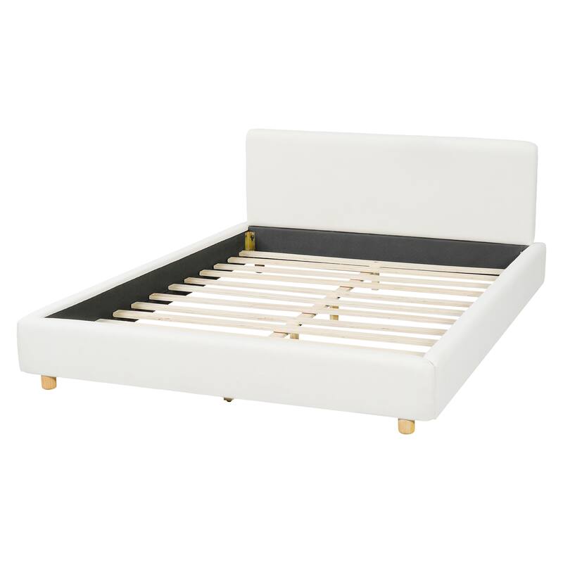 Christopher Knight Home - Jaro Modern Boucle Upholstered Platform Bed Frame with Wooden Slats Support, No Box Spring Needed