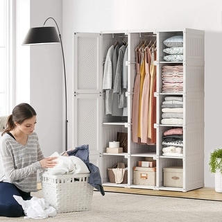 Large Wardrobe Portable Closet Clothes Storage Organizer with Hanging Sections Shelves Folding Cabinet for Bedroom Bed Bath Beyond 40699631