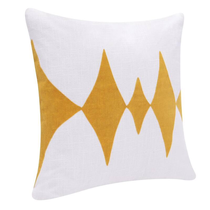 HomeRoots 20" X 20" Yellow And White 100% Cotton Diamond Zippered Pillow