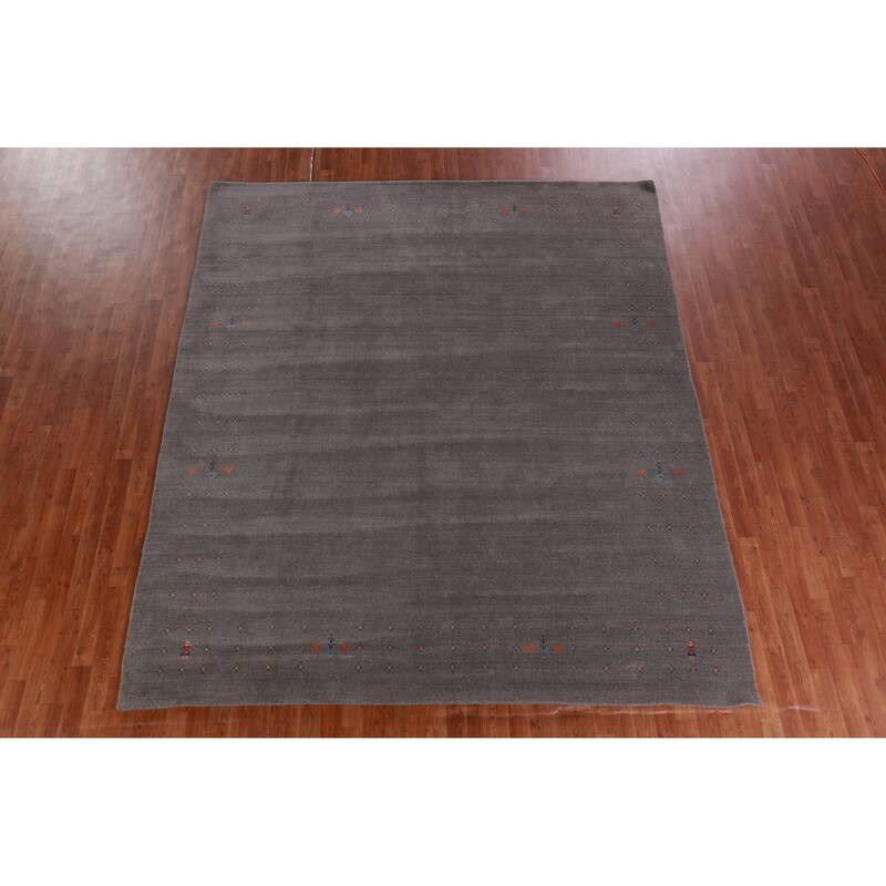 Hand Knotted Oriental 100% Wool Carpet Tribal Tribal Greys & Charcoal Gabbeh Area Rug - 10' 2'' X 8' 7''