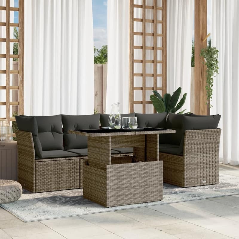 6-Piece Modular Outdoor Sofa Set - 21.7 x 39.4 x 28.7 in - Gray