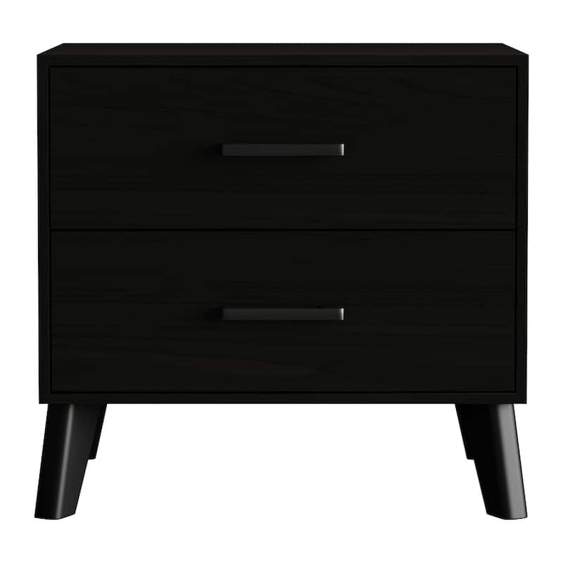 CraftPorch Classic Style 2-Drawers Wooden Nightstand - Black