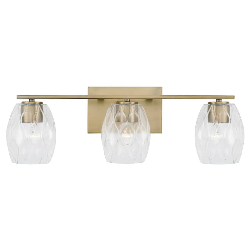 Lucas 3-light Bath/ Vanity Fixture w/ Wavy Embossed Glass