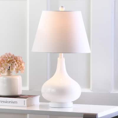 SAFAVIEH Lighting 24-inch Amy Gourd Glass White Table Lamp (Set of 2) - 14"x14"x24"