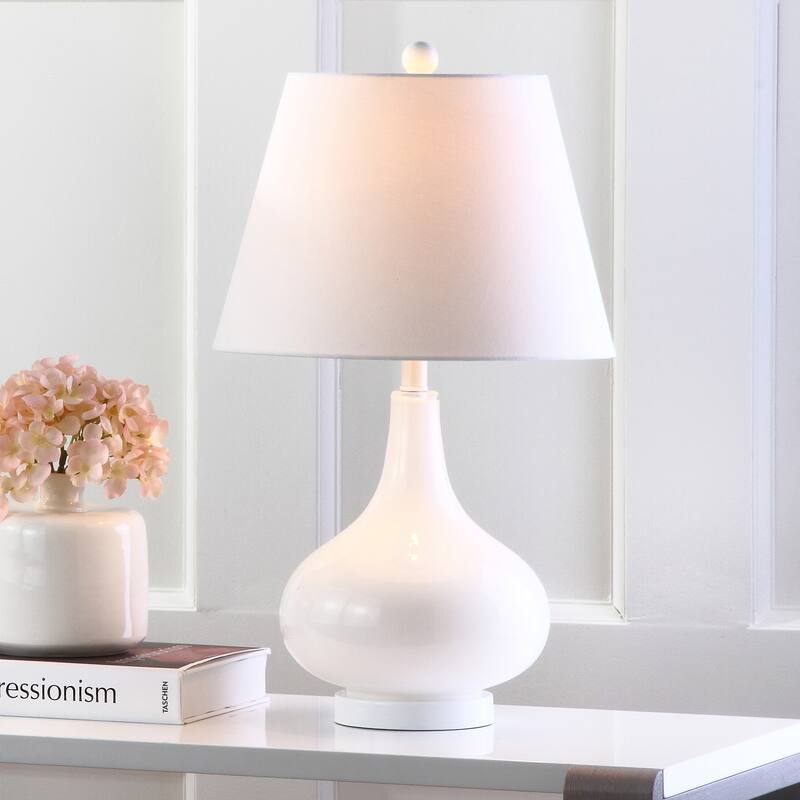 SAFAVIEH Lighting Shanda 24-inch Gourd Glass White Table Lamp (Set of 2) - 14"x14"x24" - 14Wx14Dx24H