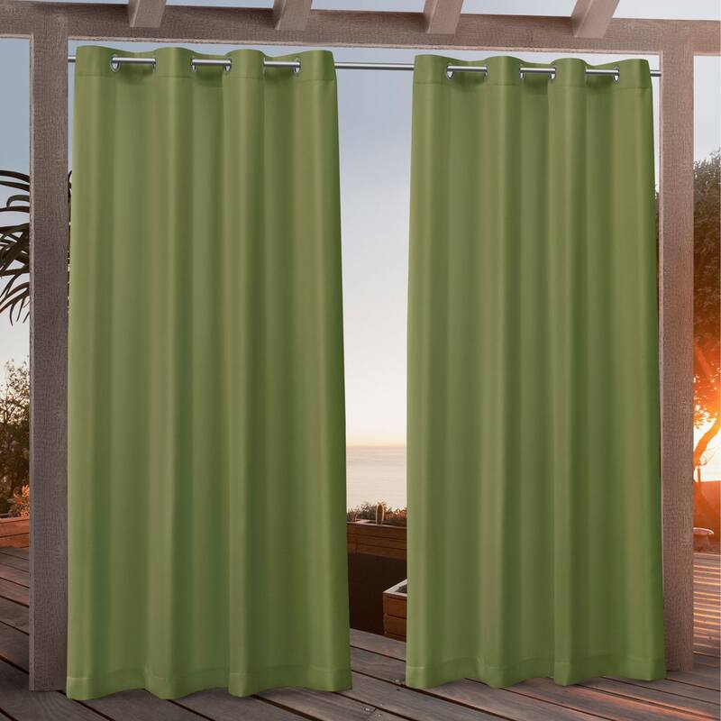 Nicole Miller Canvas Outdoor Curtain Panel Pair - 54x108 - Green Apple