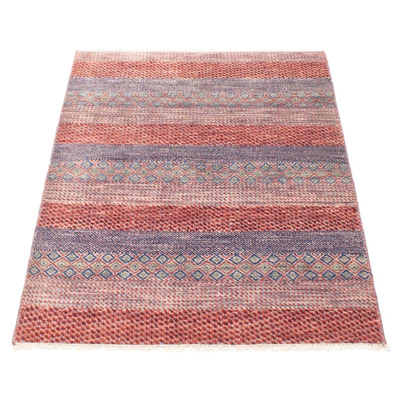 ECARPETGALLERY Hand-knotted Silk Shadow Red Wool Rug - 4'1 x 5'5