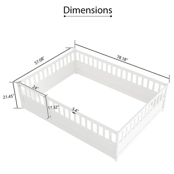 dimension image slide 0 of 2, Full Size Floor Bed with High Security Barrier