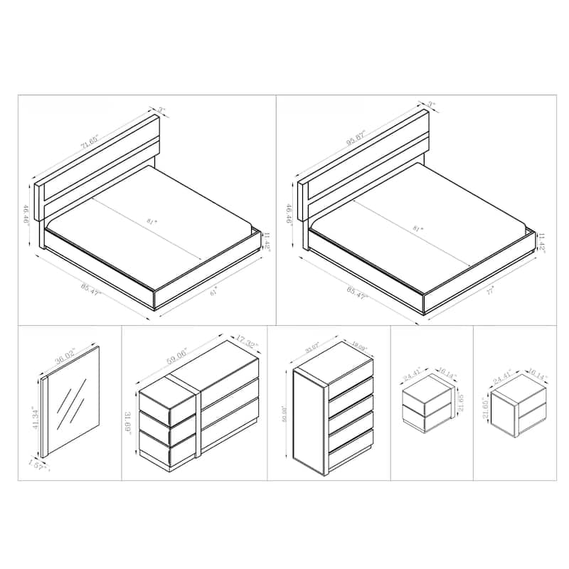 Somette Mehdi Gloss White/ Grey 5-drawer Chest
