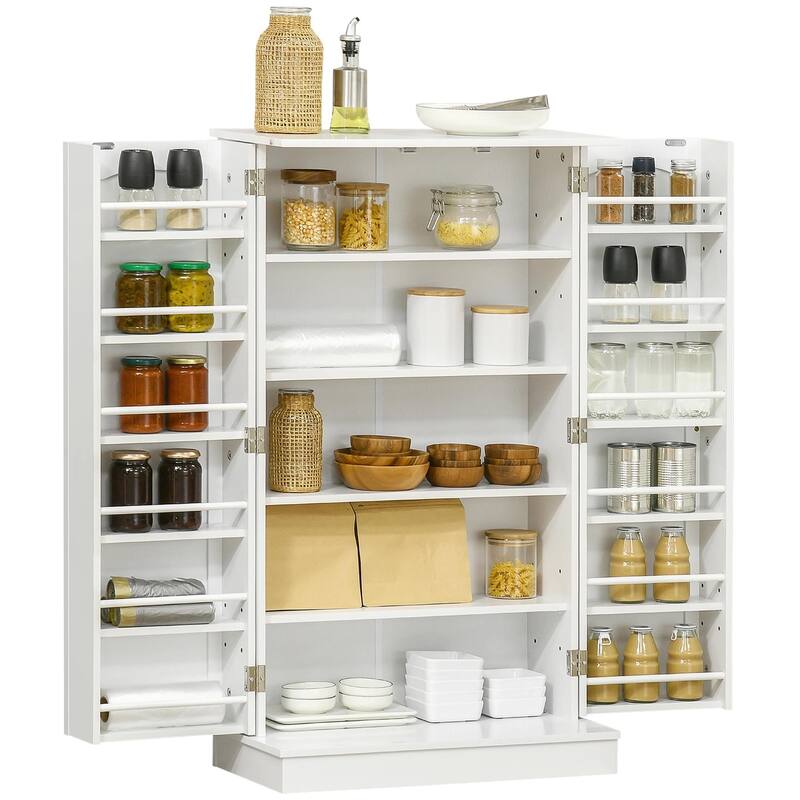 Freestanding Kitchen Pantry Cabinet with 12 Door Shelves,5-tier Shelve