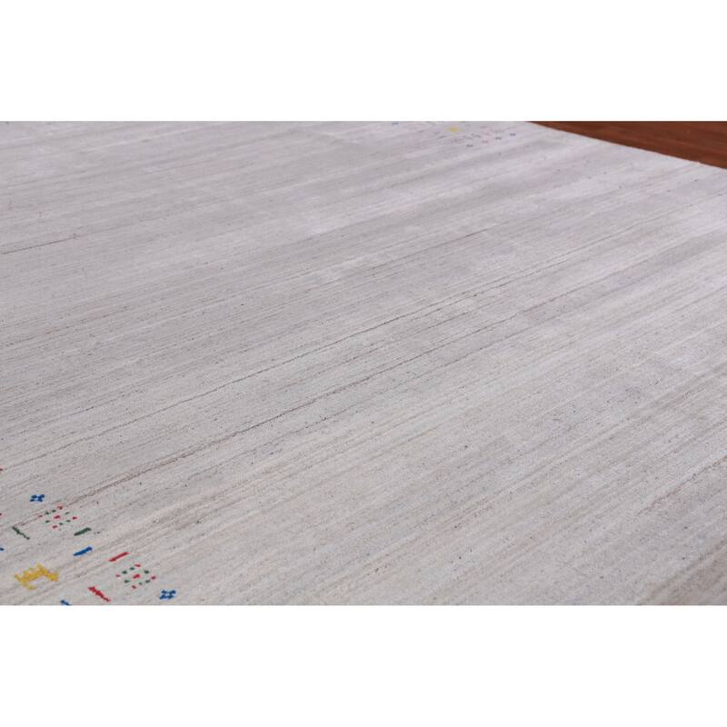 Hand Knotted Oriental 100% Wool Carpet Tribal Animal Pictorial Greys & Charcoal Gabbeh Area Rug - 10' 1'' X 8' 1''