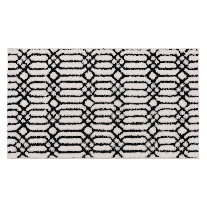 Mohawk Home Linkage Machine Washable Bath Mat - 2' x 3' 4" - White Black Linkage