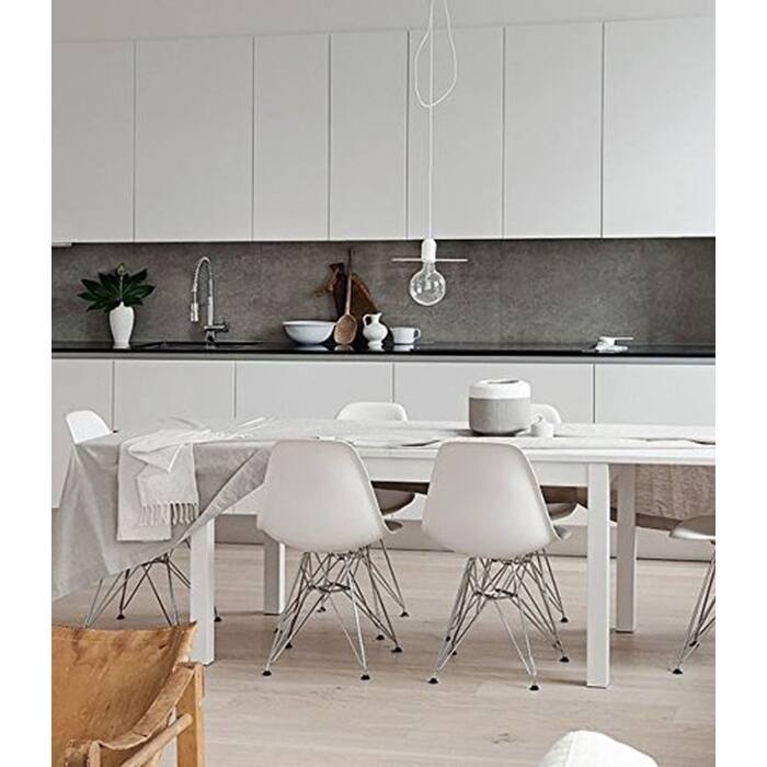 Set of 2 Modern Designer Plastic Dining Chairs with Aluminum Metal Legs, Accent Side Chairs