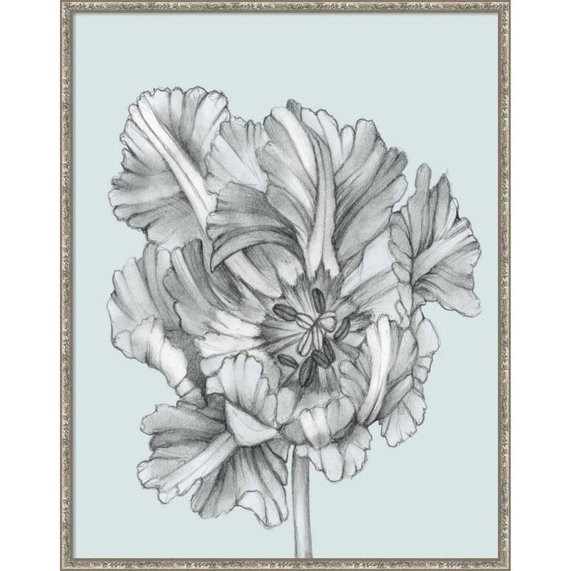 Silvery Blue Tulips No. 1 by Jennifer Goldberger Wood Framed Wall Art Print - Belvedere Silver