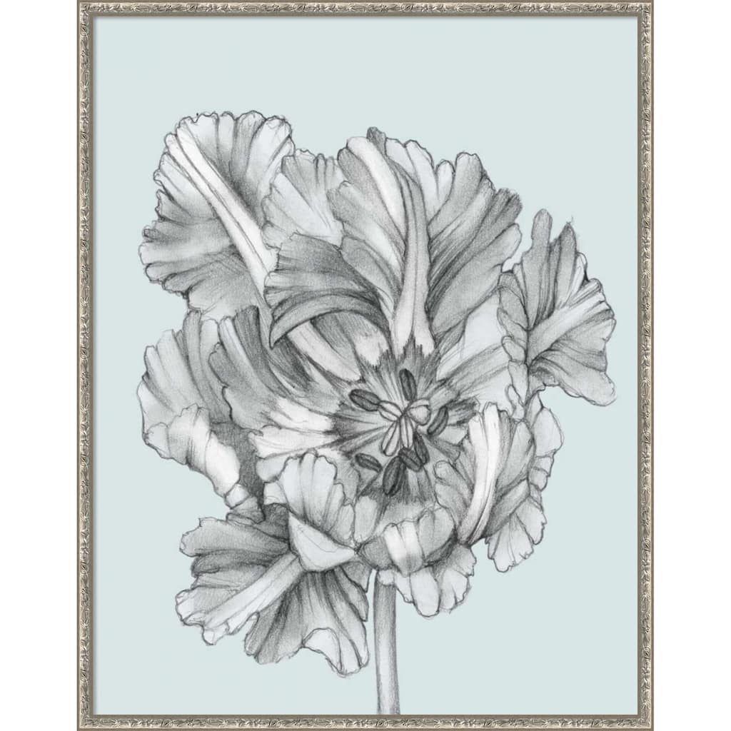 Silvery Blue Tulips No. 1 by Jennifer Goldberger Wood Framed Wall Art Print - Belvedere Silver