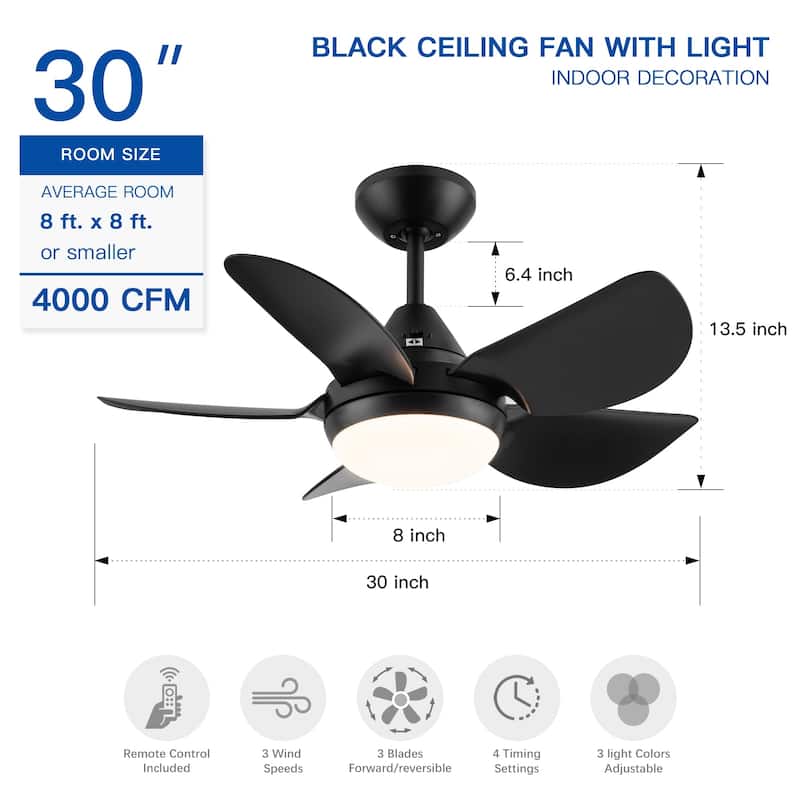 30" Ceiling Fan Light with Remote Control