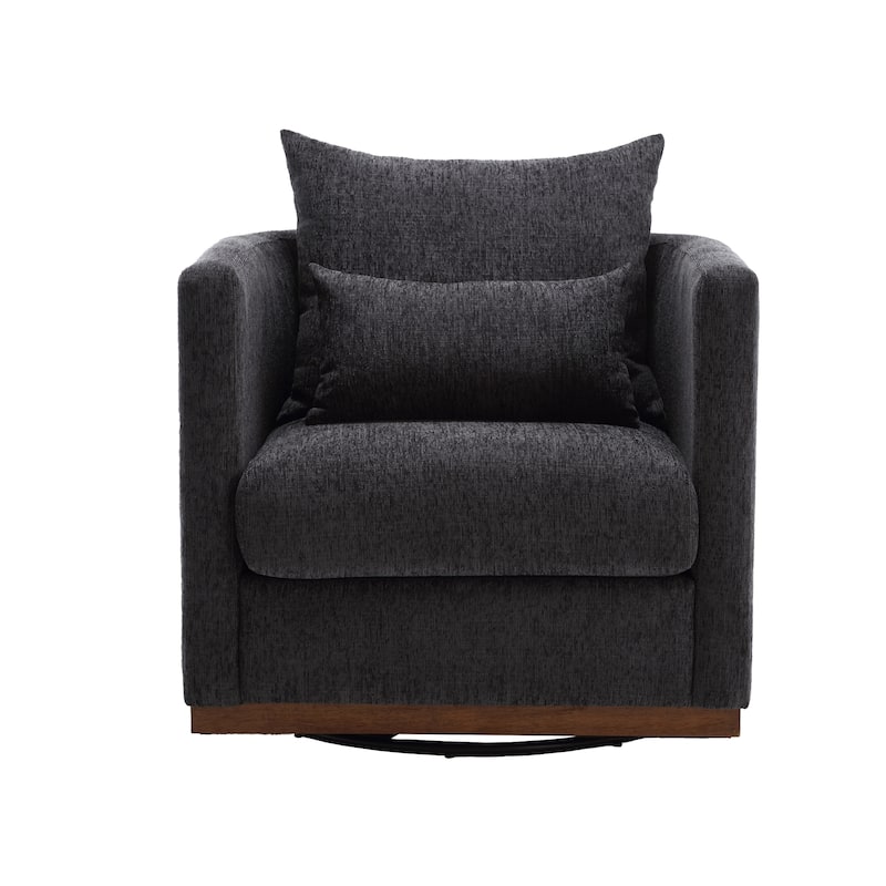 Modern 31.5" Chenille Upholstered 360° Swivel Accent Chair with Sturdy Hardwood Frame for Living Room