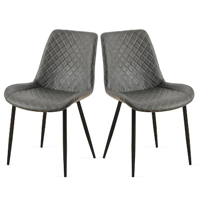 Mid-Century Modern Leathaire Chairs Kitchen Living Room Armless Side Chair with Metal Legs Set Of 2