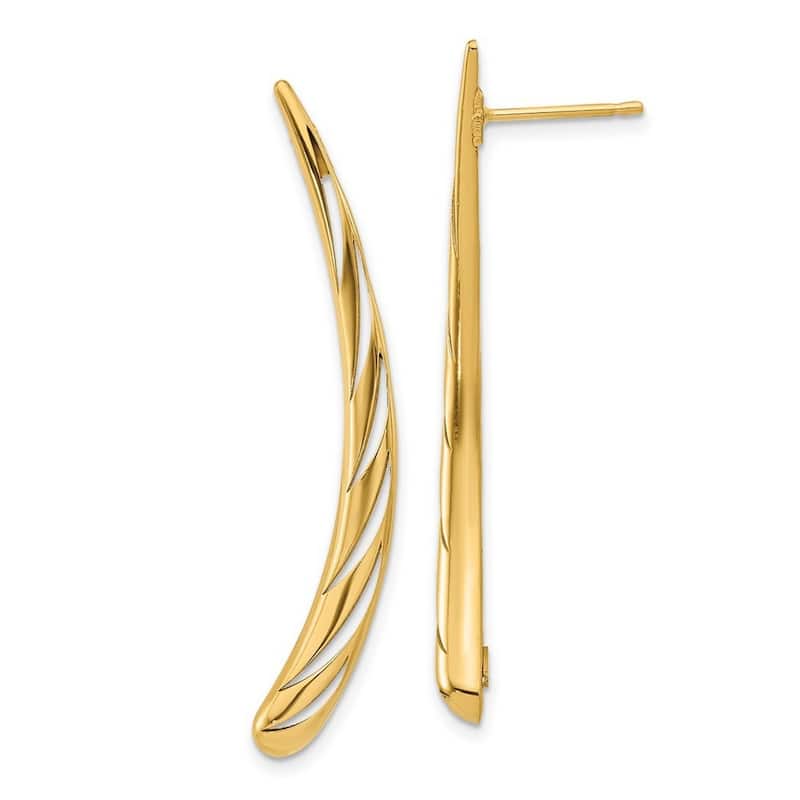 Curata 14k Yellow Gold Polished 46.85x8.95mm Post Long Drop Dangle Earrings
