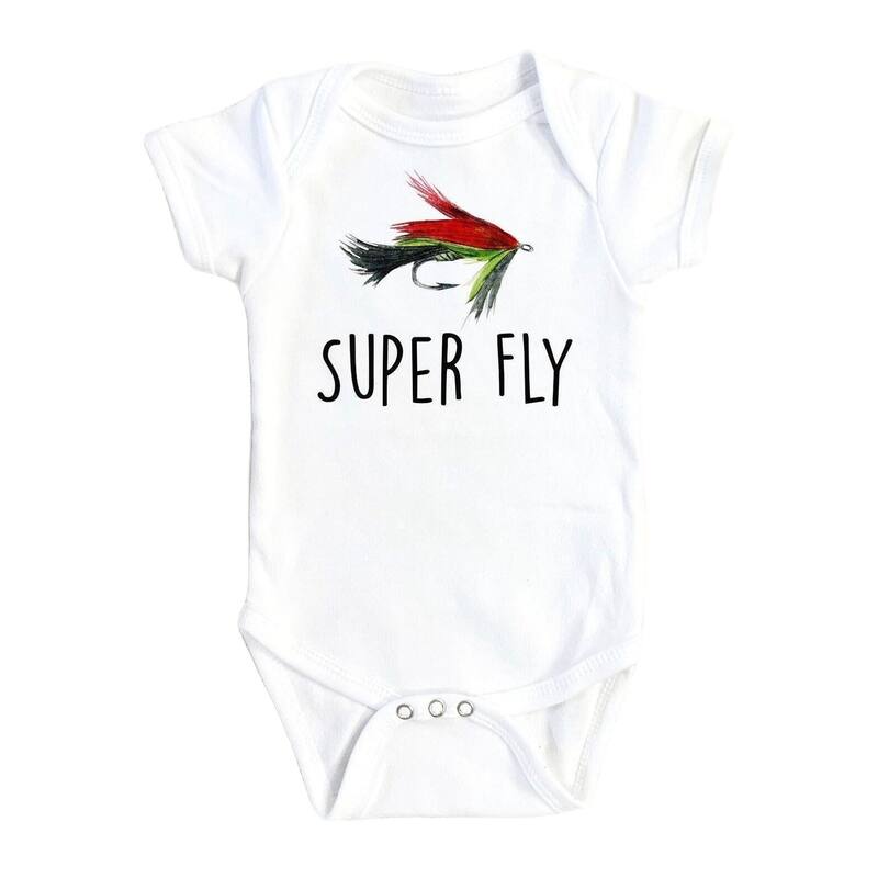 Fly Fishing - Baby Boy Girl Clothes Infant Bodysuit Funny Cute Newborn - White - Newborn