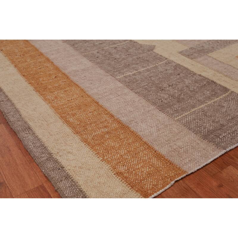Hand Woven Oriental 100% Jute Carpet Southwestern Modern Multi-Colored Kilim Area Rug - 13' 1'' X 10' 8''