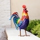 preview thumbnail 3 of 3, Colorful Rooster Metal Garden Statuary