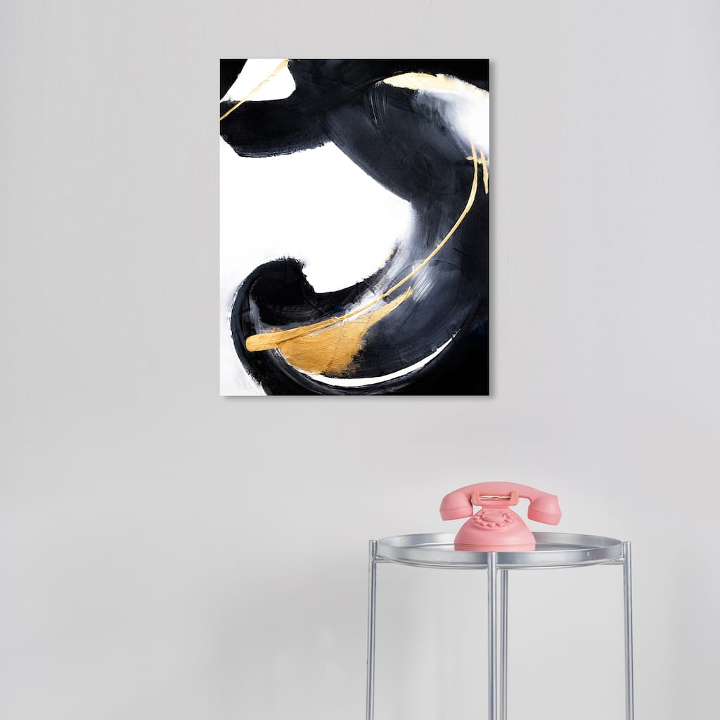 Wynwood Studio Abstract Stormy Black and Metallic Gold Modern & Contemporary Wall Art Canvas Print