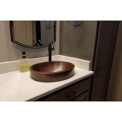 17-in Round Skirted Vessel Hammered Copper Sink (VR17SKDB)