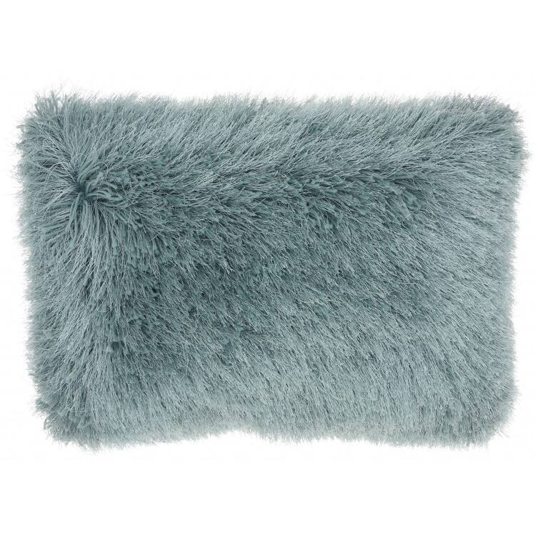 HomeRoots 14" X 20" Slate Gray Faux Fur Throw Pillow