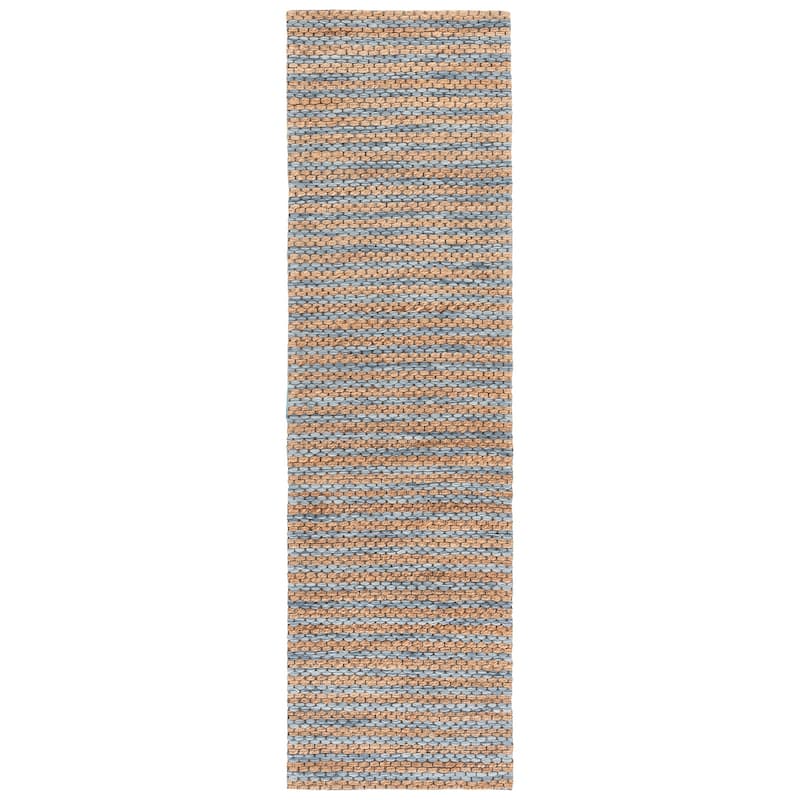 Martha Stewart by SAFAVIEH Handmade Deivi Jute Rug - 2'3" x 8' Runner - Natural/Blue