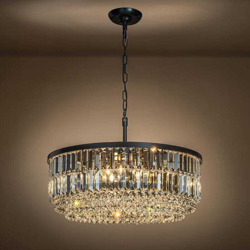 Modern Glam Gold Round Crystal Chandelier