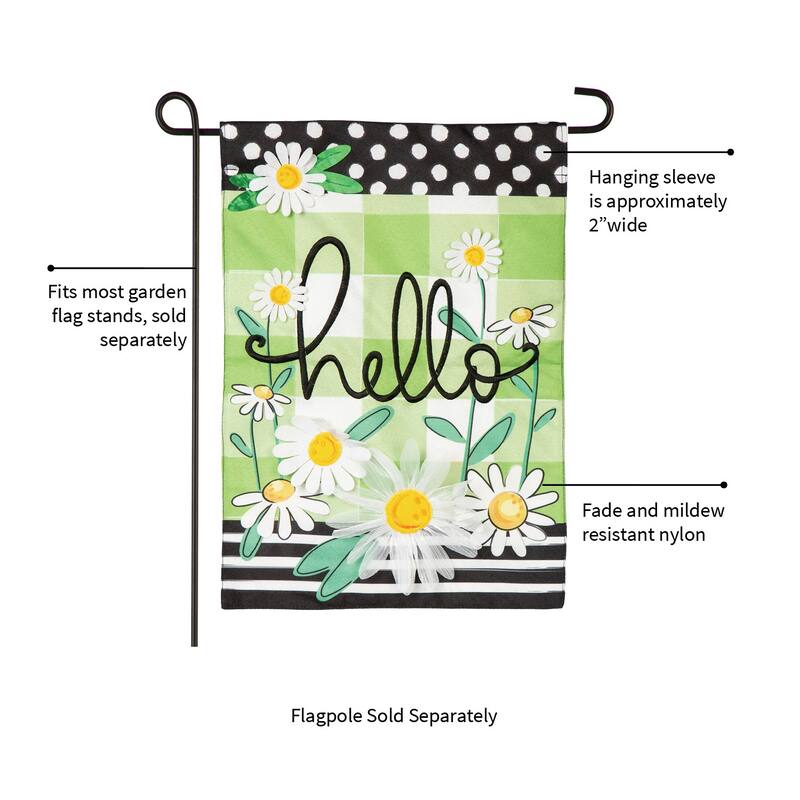 Hello Daisy Linen Garden Flag