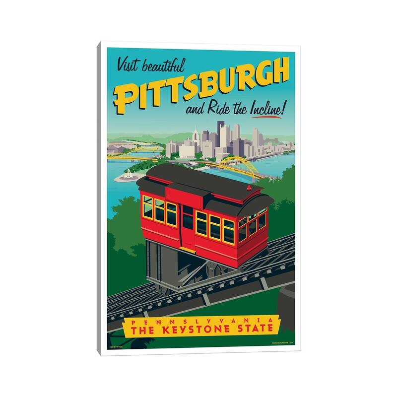 iCanvas "Pittsburgh Incline Travel Poster" by Jim Zahniser Canvas Print