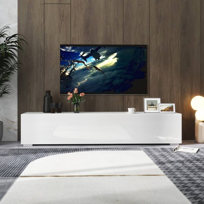 Modern Entertainment Center with Storage Media Console - White