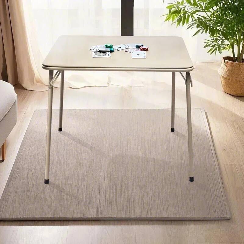 Homy Casa Modern Paded Square Dining Table with Easy-Clean PVC Top - Camel