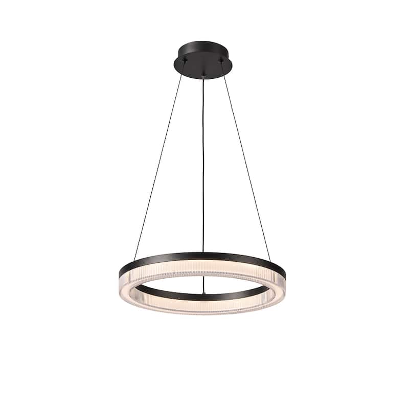 Artcraft Ari Integrated LED Pendant - Black Finish - 15.8" D x 15.8" W x 2.13" H