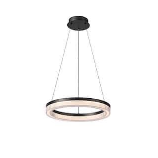 Artcraft Ari - Integrated LED Pendant - Black Finish - Ribbed Clear Diffuser Shade
