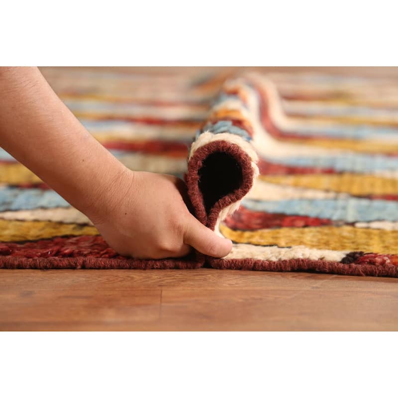 Trellis Moroccan Oriental Area Rug Hand-Knotted Tribal Wool Carpet - 6'9" x 9'5"