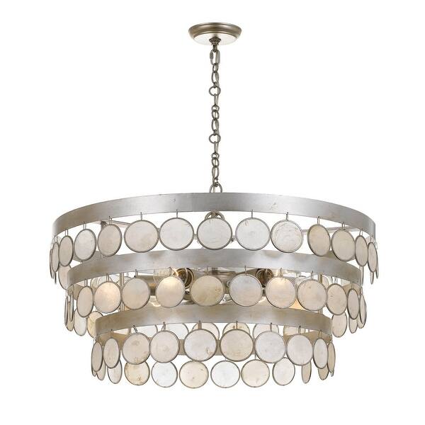 slide 2 of 2, Crystorama Lighting Group Coco 6 Light 22" Wide Chandelier with Draped Antique Silver
